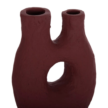 DECORATIVE TABLE VASE NAMENTIS HM4665.03L TERRACOTA IN MAROON RED COLOR--27x13.5x37Hcm.