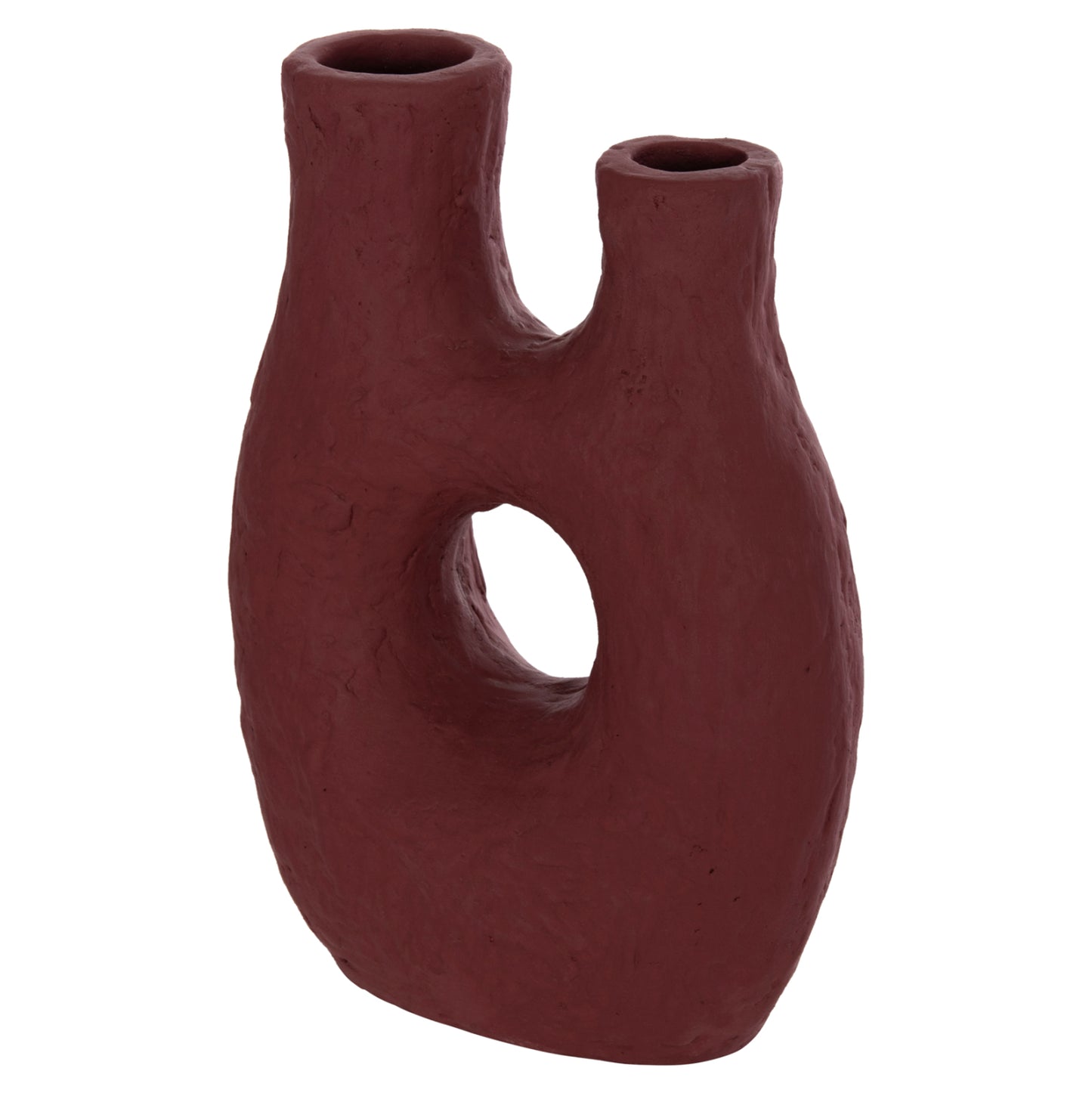 DECORATIVE TABLE VASE NAMENTIS HM4665.03L TERRACOTA IN MAROON RED COLOR--27x13.5x37Hcm.