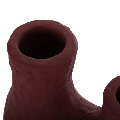 DECORATIVE TABLE VASE NAMENTIS HM4665.03L TERRACOTA IN MAROON RED COLOR--27x13.5x37Hcm.