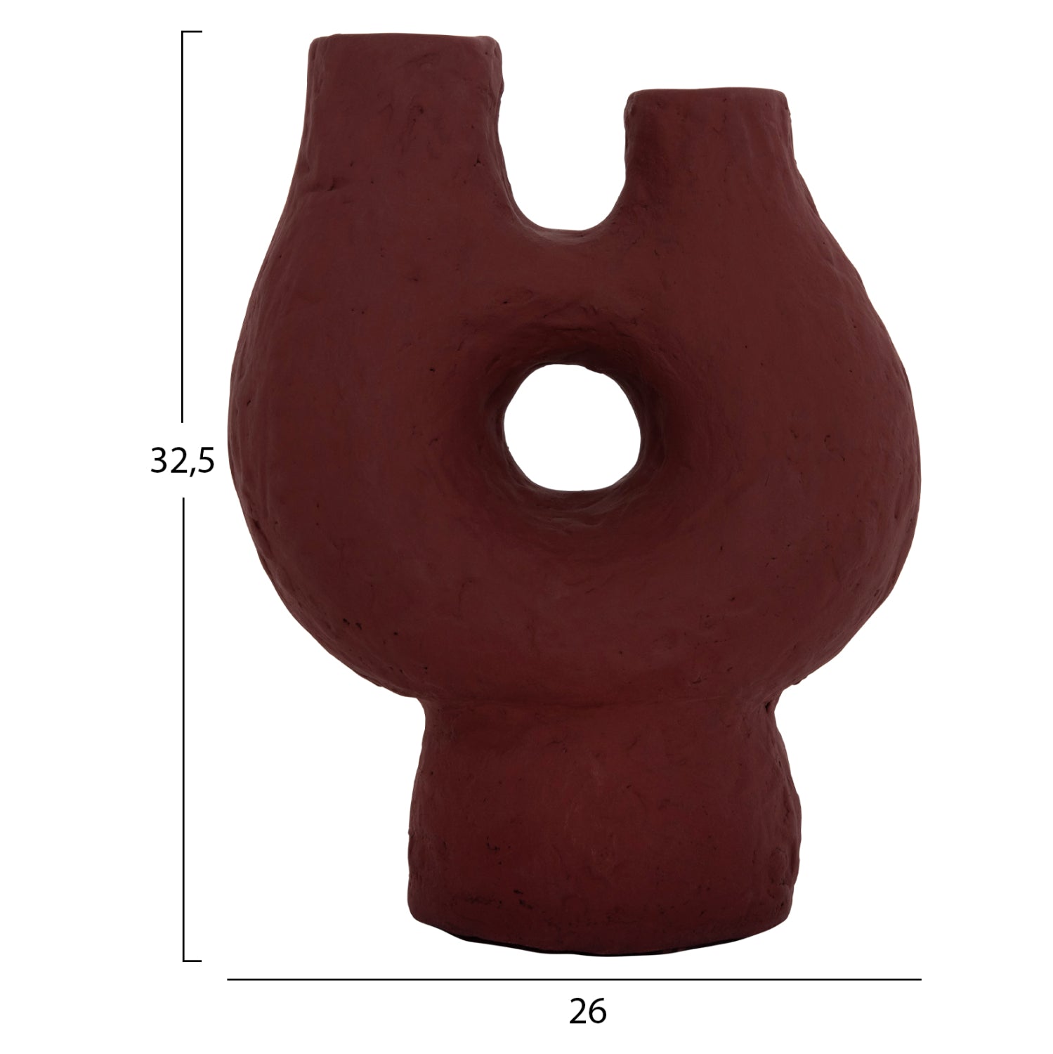 DECORATIVE TABLE VASE NAMENTIS HM4665.03S TERRACOTA IN MAROON RED COLOR--26x15x32.5Hcm.