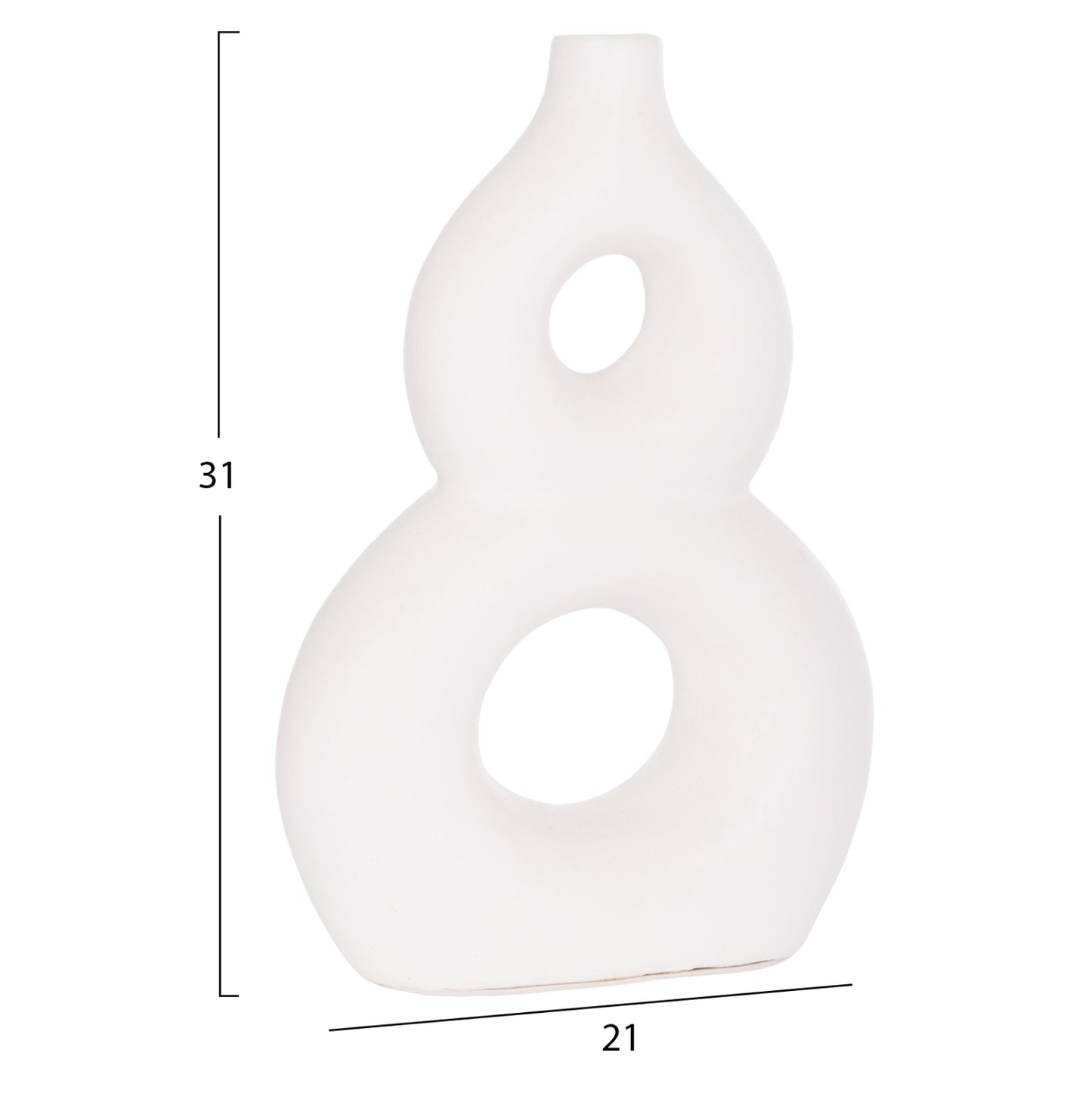 TABLE DECORATIVE VASE FIORIN HM4666.02S TERRACOTA IN WHITE--21x7.5x31Hcm.