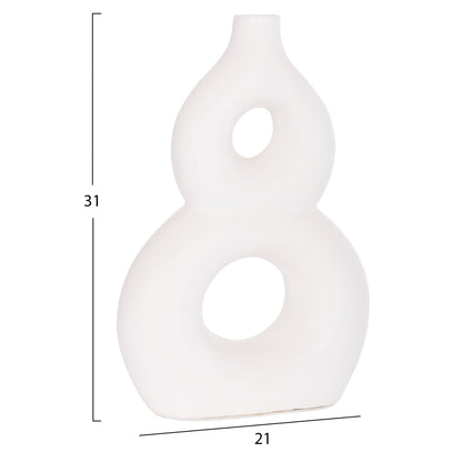 TABLE DECORATIVE VASE FIORIN HM4666.02S TERRACOTA IN WHITE--21x7.5x31Hcm.