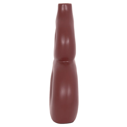 TABLE DECORATIVE VASE FIORIN HM4666.03S TERRACOTA IN MAROON RED--21x7.5x31Hcm.