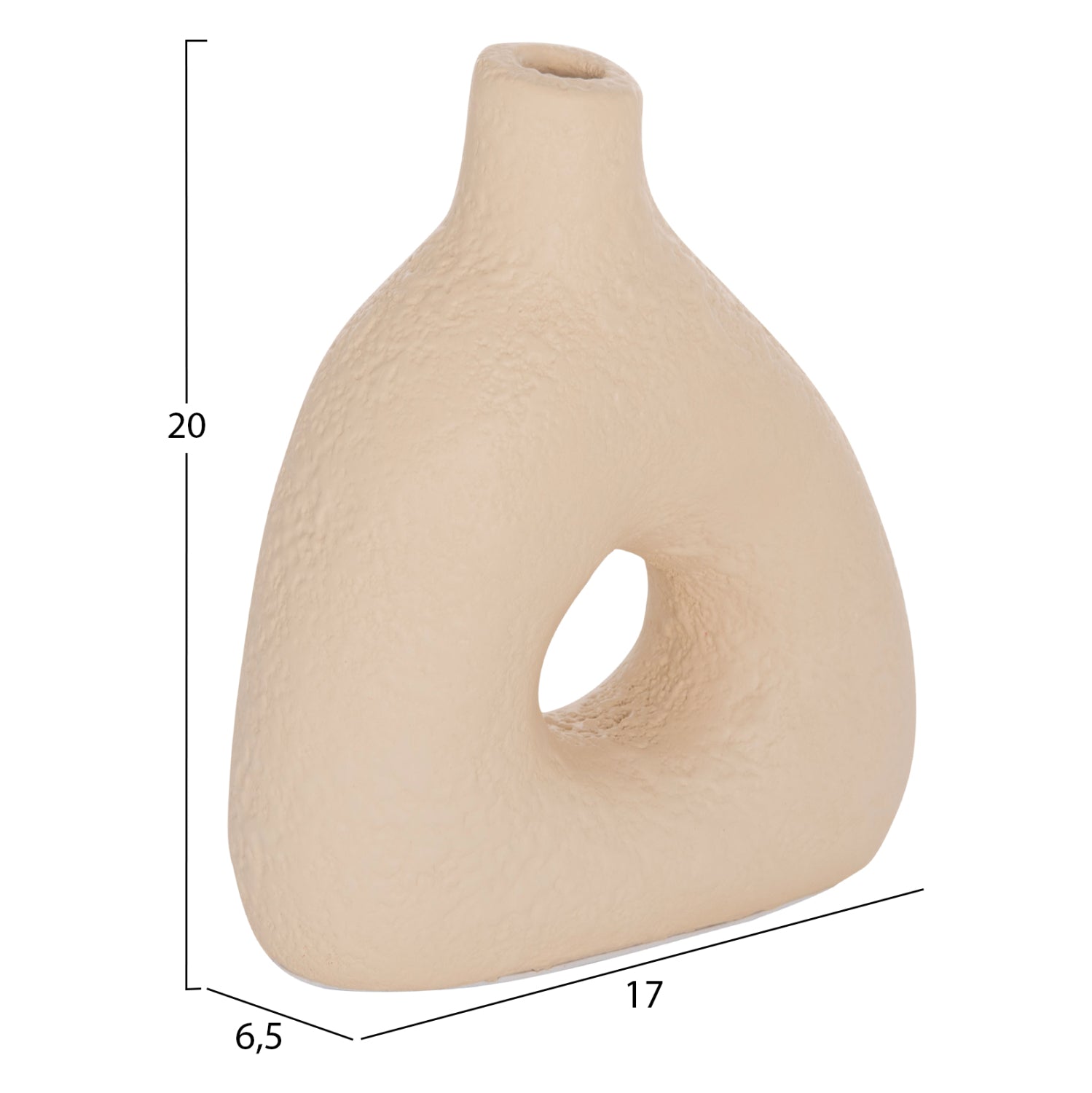 TABLE DECORATIVE VASE DECANT HM4667.02M TERRACOTA IN CREAM WHITE--17x6.5x20Hcm.