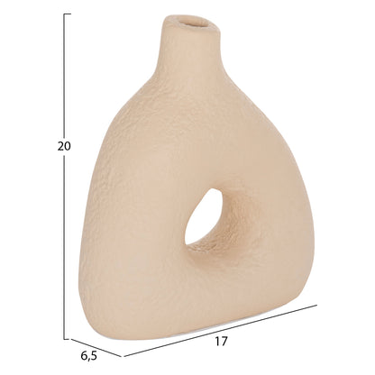 TABLE DECORATIVE VASE DECANT HM4667.02M TERRACOTA IN CREAM WHITE--17x6.5x20Hcm.
