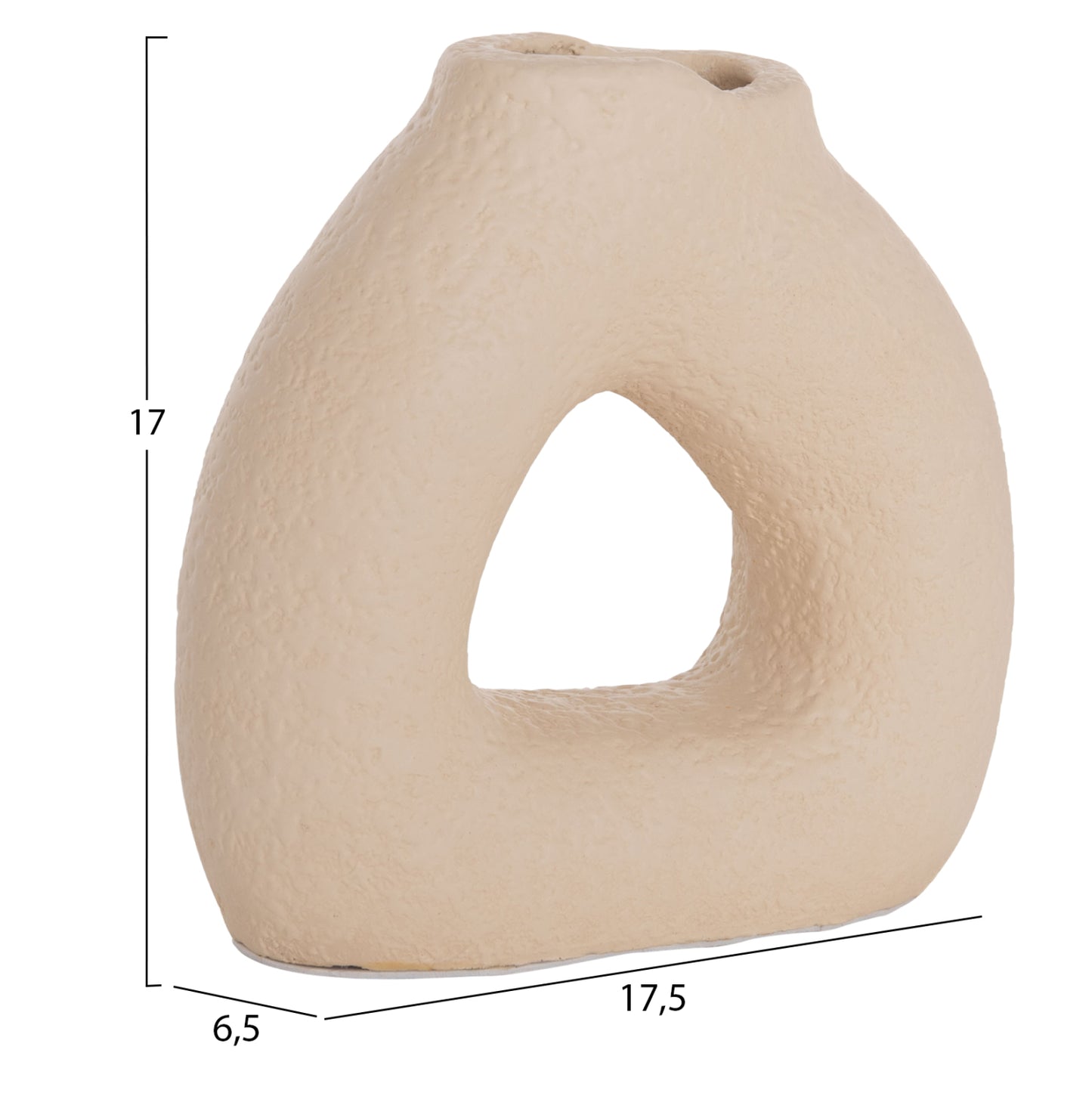 TABLE DECORATIVE VASE DECANT HM4667.02S TERRACOTA IN CREAM WHITE--17.5x6.5x17Hcm.