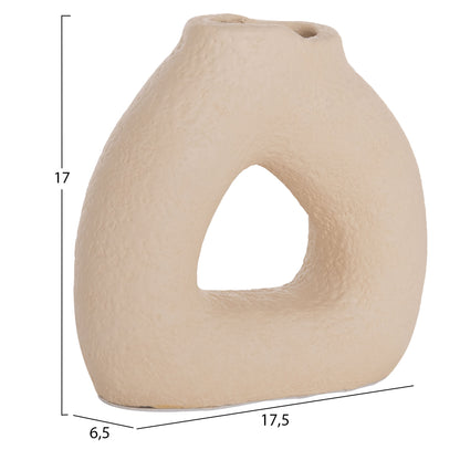 TABLE DECORATIVE VASE DECANT HM4667.02S TERRACOTA IN CREAM WHITE--17.5x6.5x17Hcm.