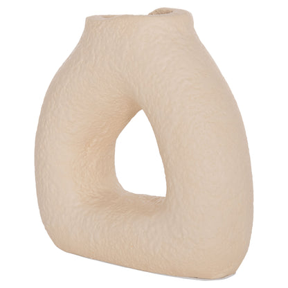 TABLE DECORATIVE VASE DECANT HM4667.02S TERRACOTA IN CREAM WHITE--17.5x6.5x17Hcm.