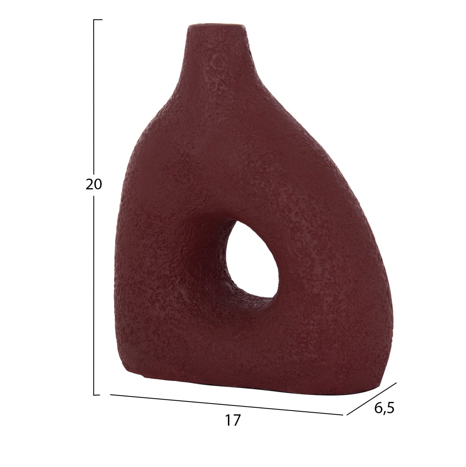 TABLE DECORATIVE VASE DECANT HM4667.06M TERRACOTA IN MAROON RED--17x6.5x20Hcm.