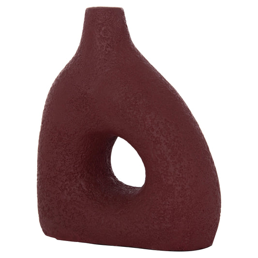 TABLE DECORATIVE VASE DECANT HM4667.06M TERRACOTA IN MAROON RED--17x6.5x20Hcm.