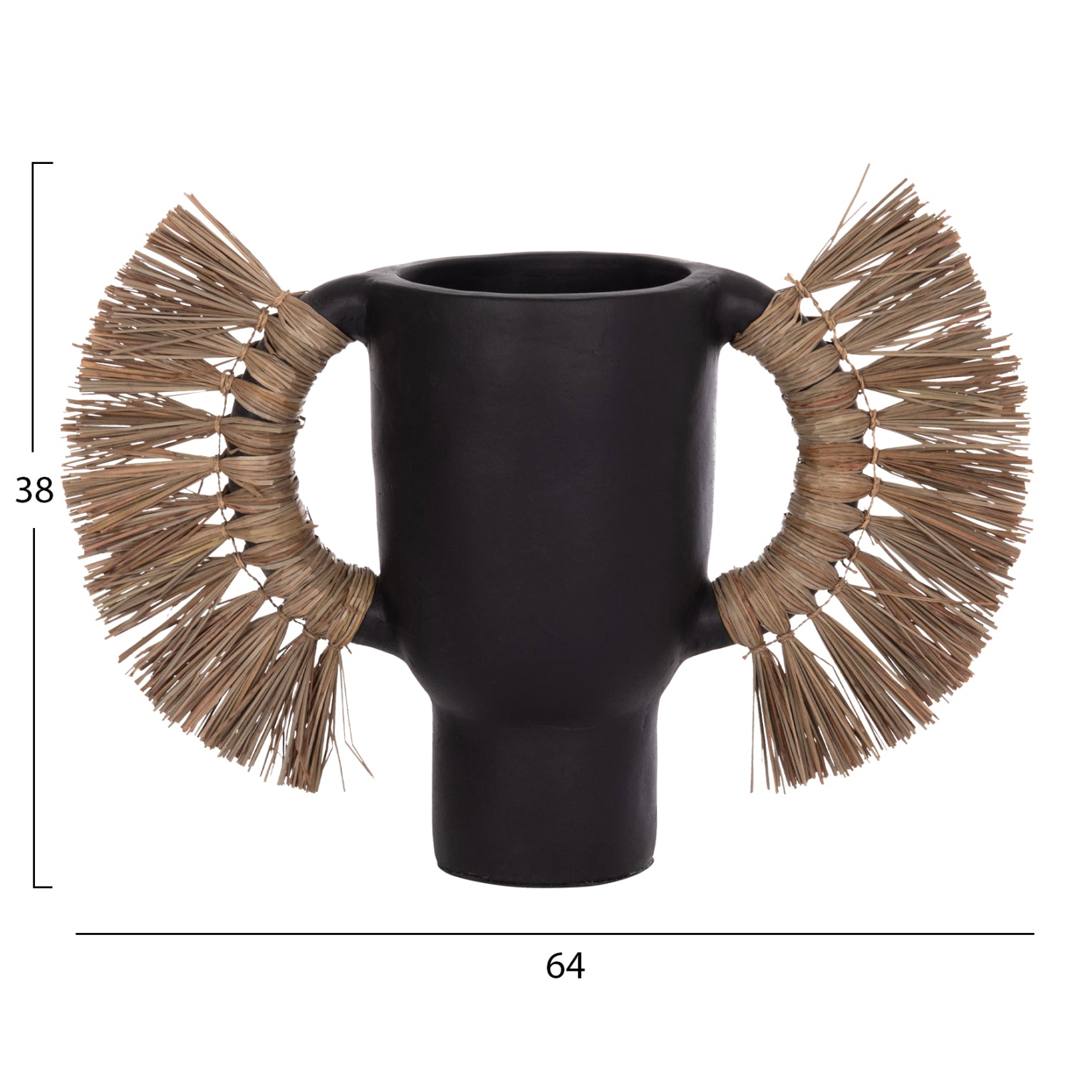 DECORATIVE TABLE VASE ALICA HM4668.01L TERRACOTA IN BLACK COLOR & GRASS--64x22x38Hcm.