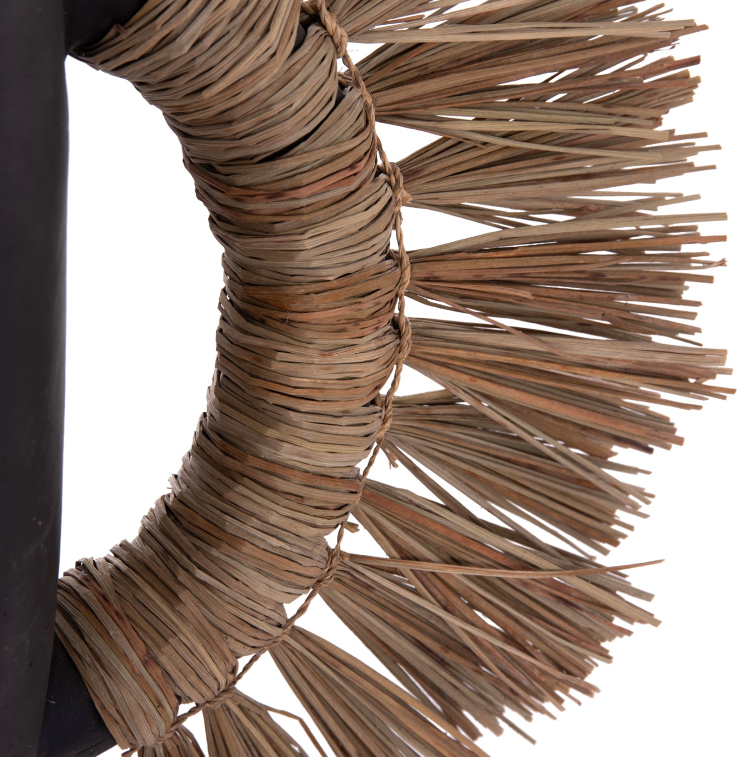 DECORATIVE TABLE VASE ALICA HM4668.01L TERRACOTA IN BLACK COLOR & GRASS--64x22x38Hcm.