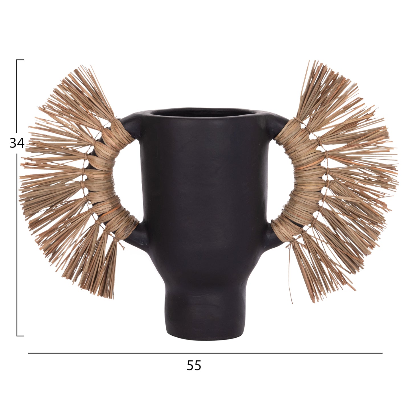DECORATIVE TABLE VASE ALICA HM4668.01S TERRACOTA IN BLACK COLOR & GRASS--55x19x34Hcm.