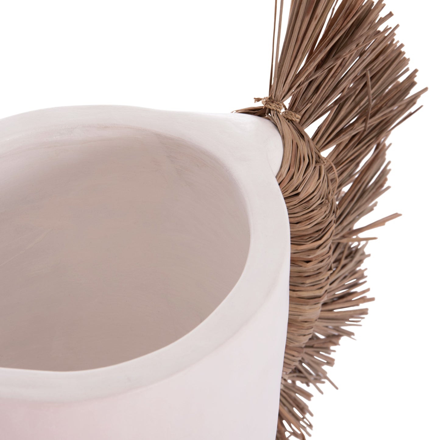 DECORATIVE TABLE VASE ALICA HM4668.02L TERRACOTA IN WHITE COLOR & GRASS--64x22x38Hcm.