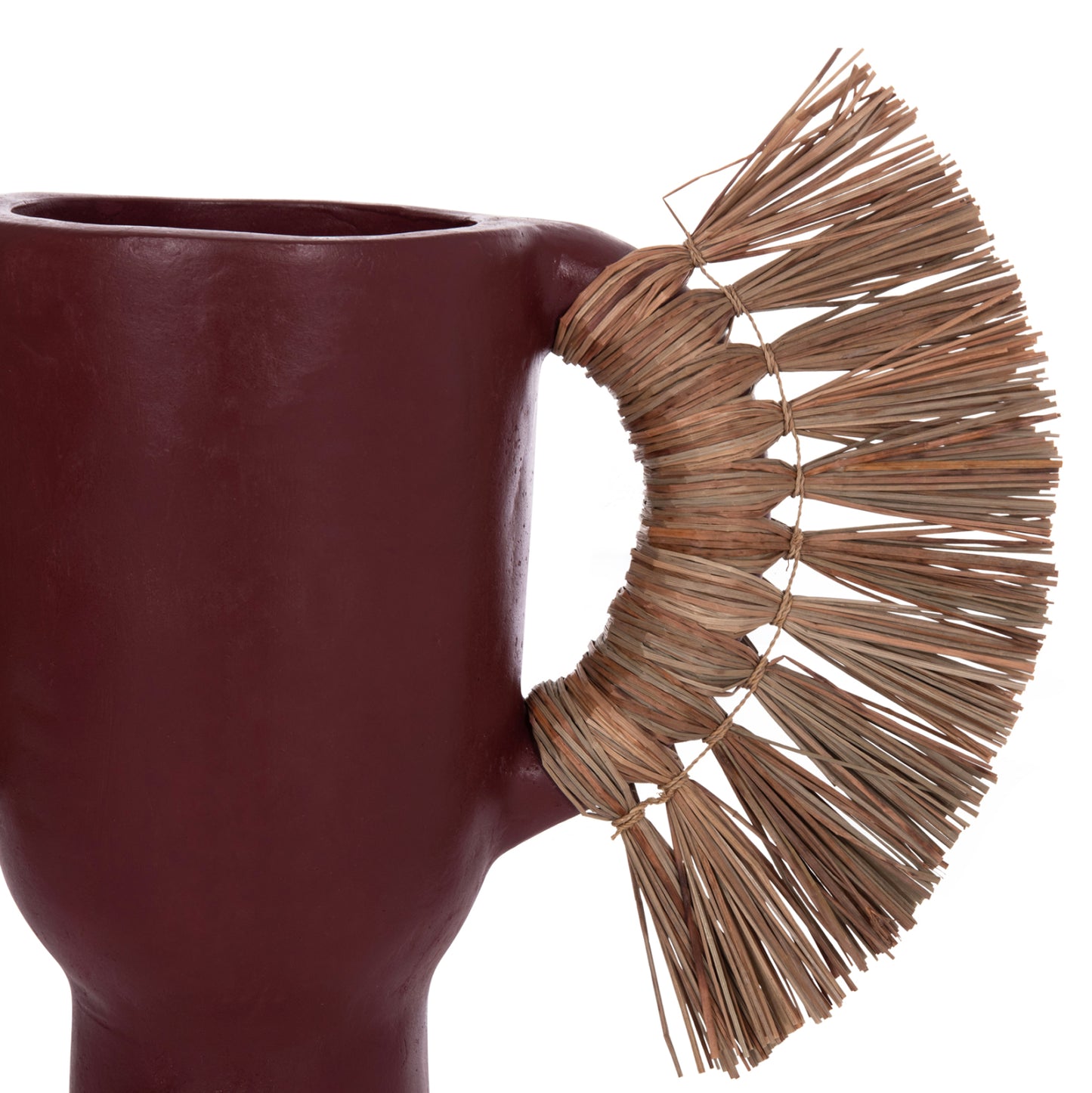 DECORATIVE TABLE VASE ALICA HM4668.06S TERRACOTA IN MAROON COLOR & GRASS--55x19x34Hcm.