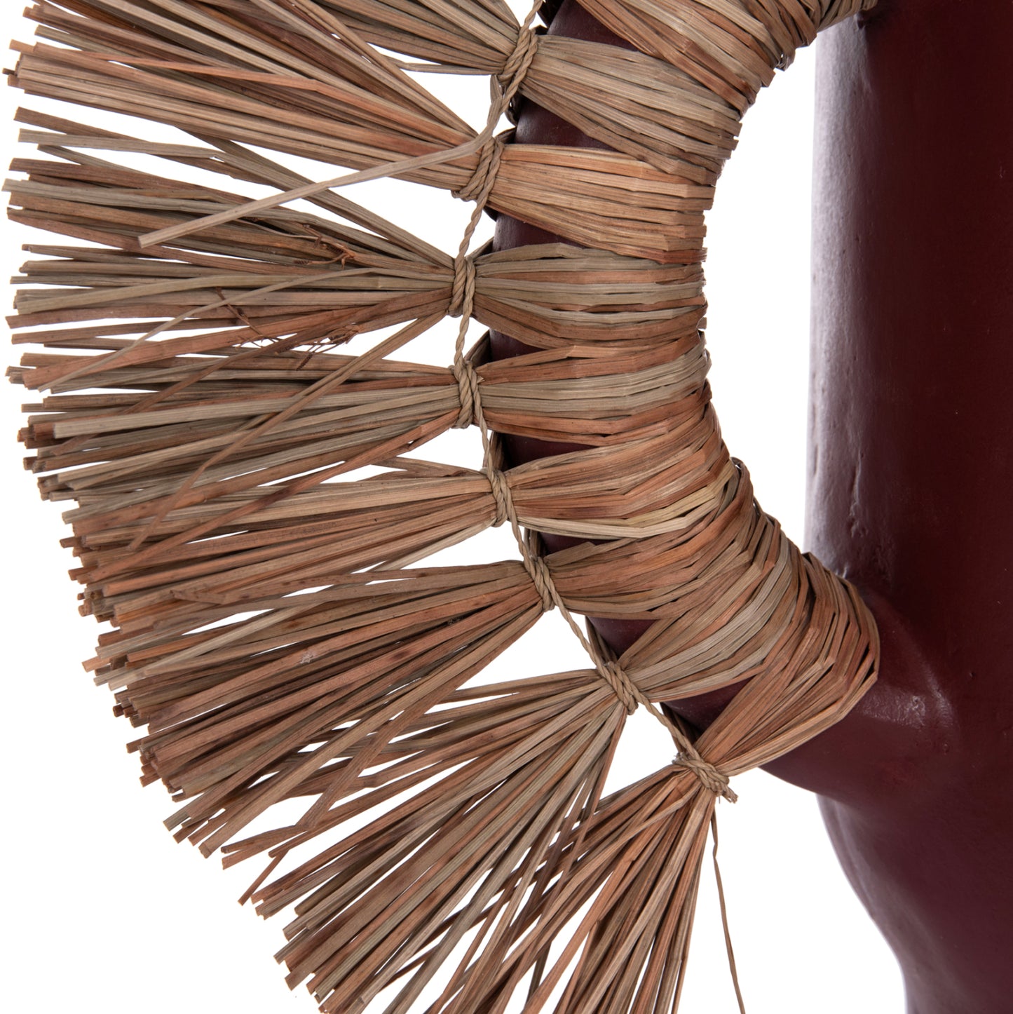 DECORATIVE TABLE VASE ALICA HM4668.06S TERRACOTA IN MAROON COLOR & GRASS--55x19x34Hcm.