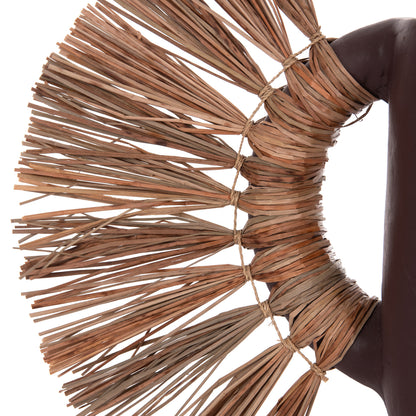 DECORATIVE TABLE VASE ALICA HM4668.07S TERRACOTA IN CHOCOLATE COLOR & GRASS--55x19x34Hcm.