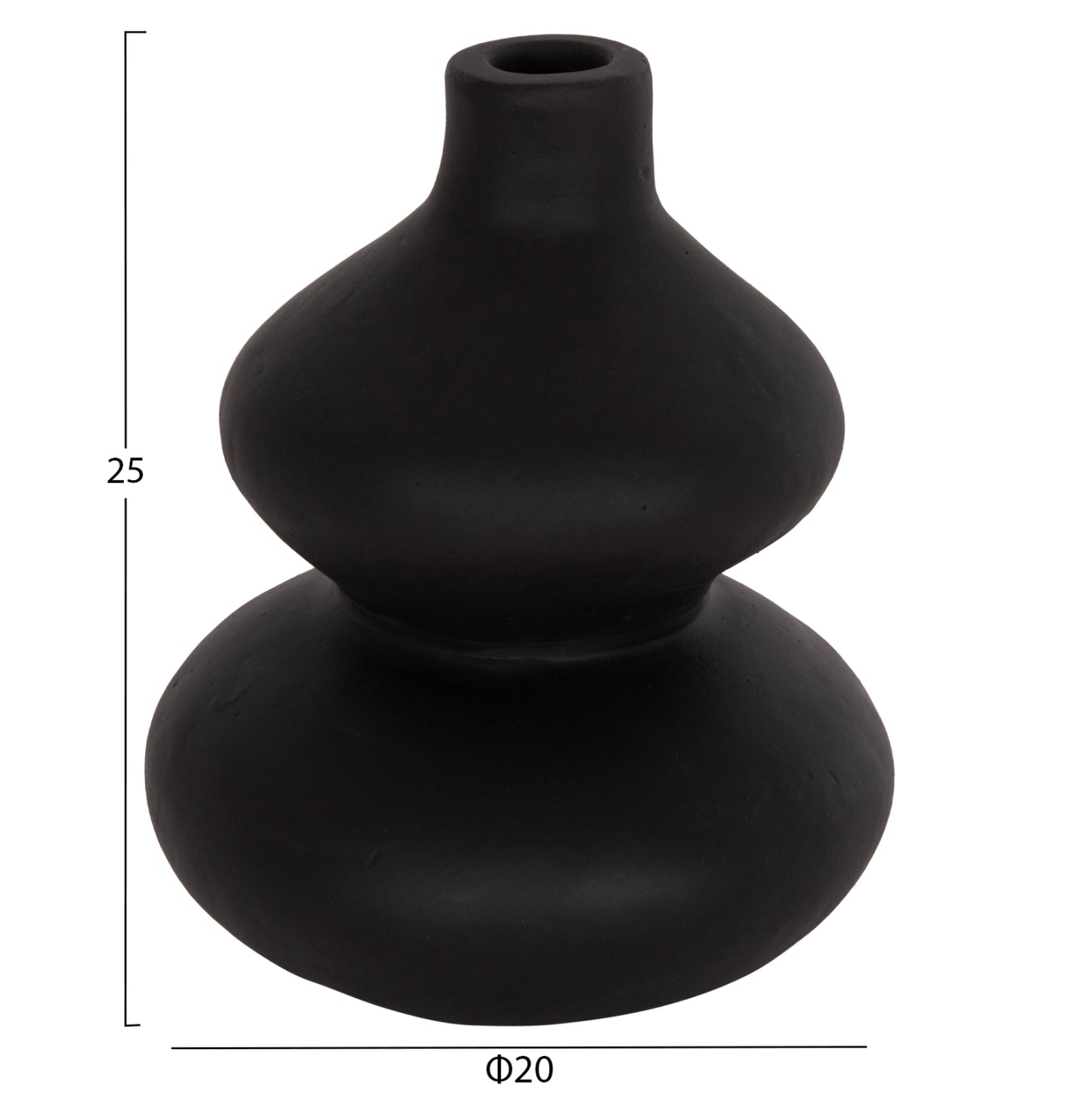 TABLE DECORATIVE VASE CHELIN HM4670S TERRACOTA IN BLACK--Φ20x25Hcm.