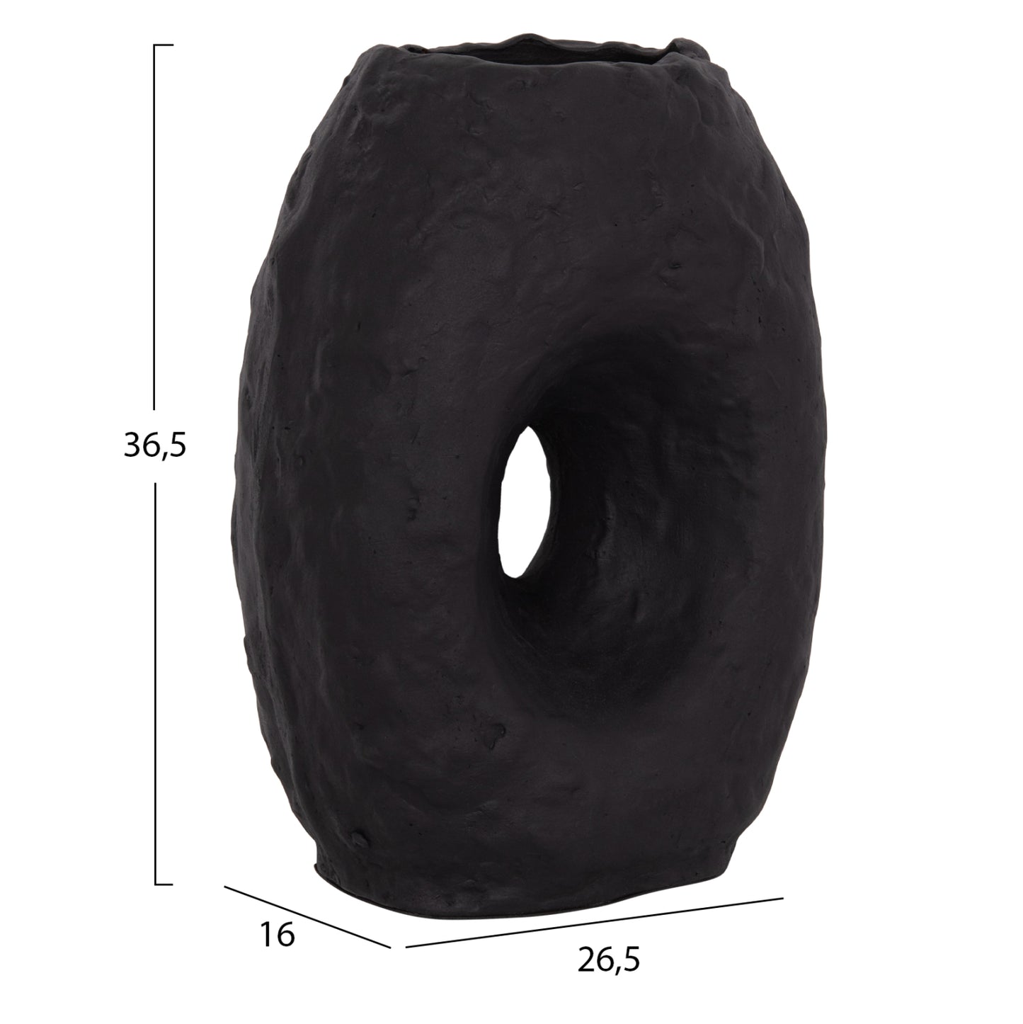DECORATIVE TABLE VASE NAMENTIS HM4673.01L TERRACOTA IN BLACK COLOR--26.5x16x36.5Hcm.