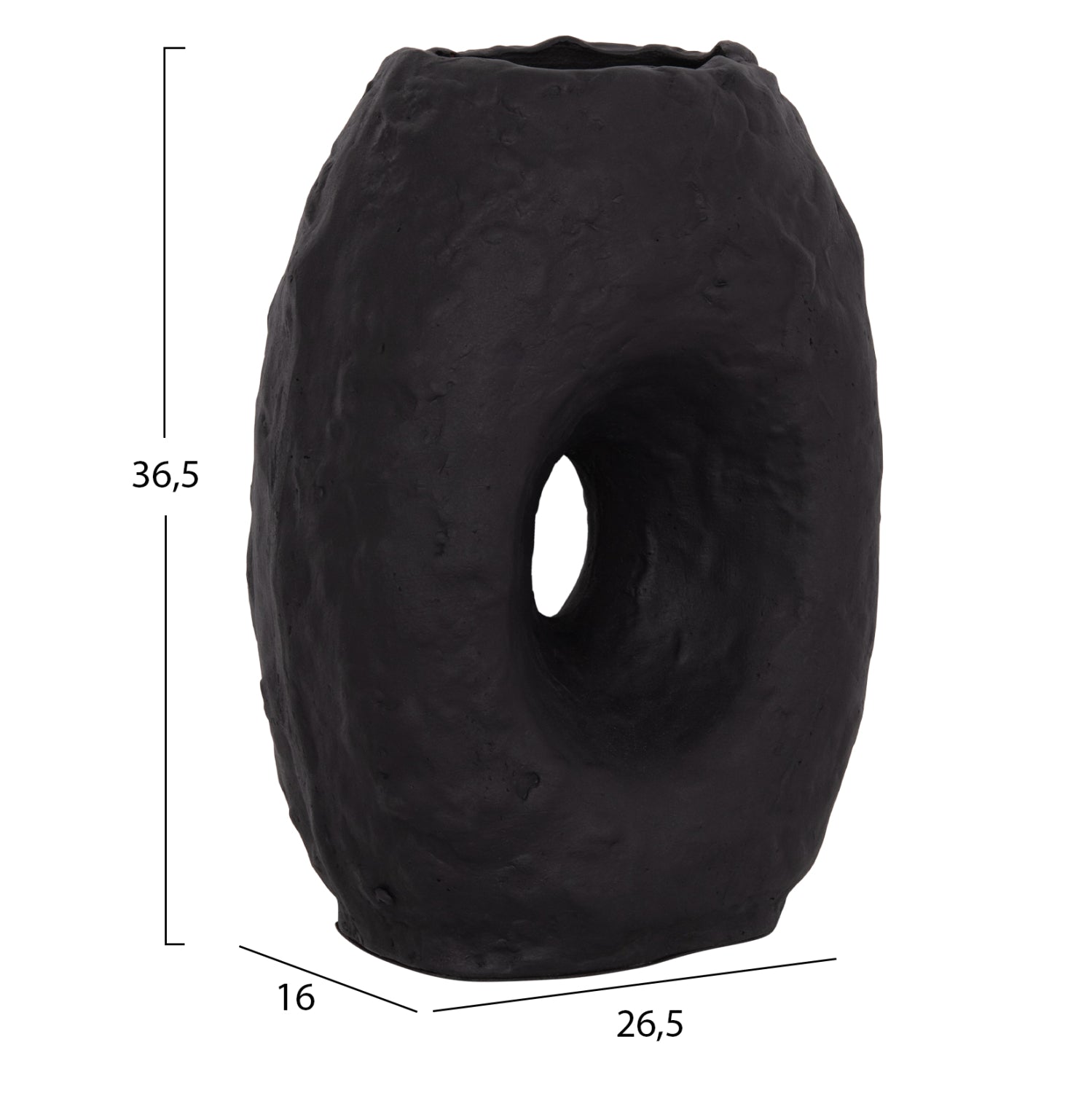 DECORATIVE TABLE VASE NAMENTIS HM4673.01L TERRACOTA IN BLACK COLOR--26.5x16x36.5Hcm.
