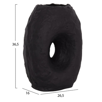 DECORATIVE TABLE VASE NAMENTIS HM4673.01L TERRACOTA IN BLACK COLOR--26.5x16x36.5Hcm.