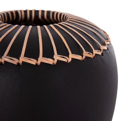 DECORATIVE TABLE VASE LENNOX HM4675.01L TERRACOTA IN BLACK--Φ22x20Hcm.