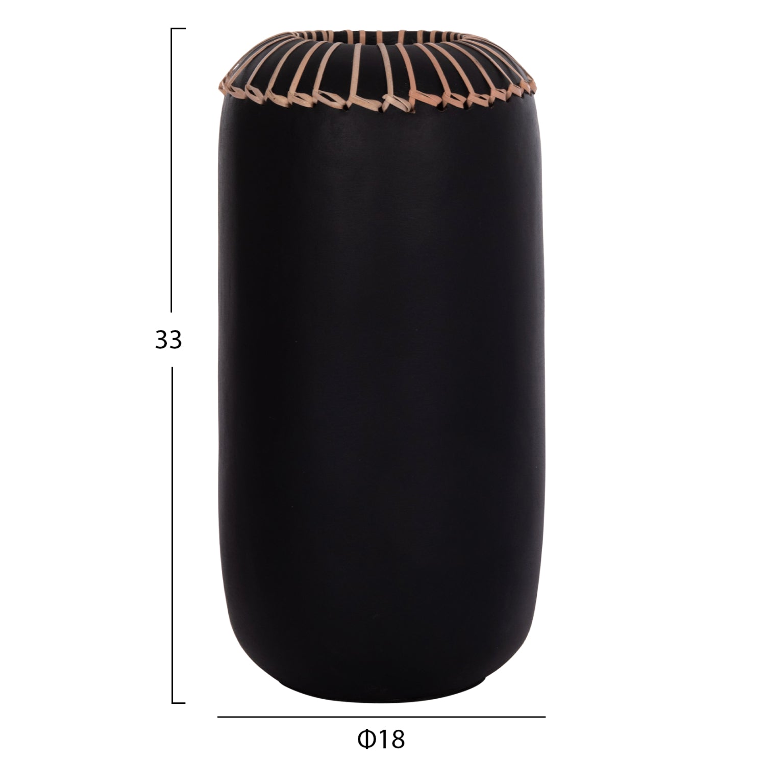 DECORATIVE TABLE VASE LENNOX HM4675.01S TERRACOTA IN BLACK--Φ18x33Hcm.