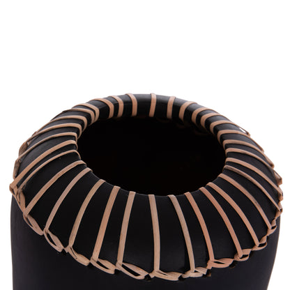 DECORATIVE TABLE VASE LENNOX HM4675.01S TERRACOTA IN BLACK--Φ18x33Hcm.