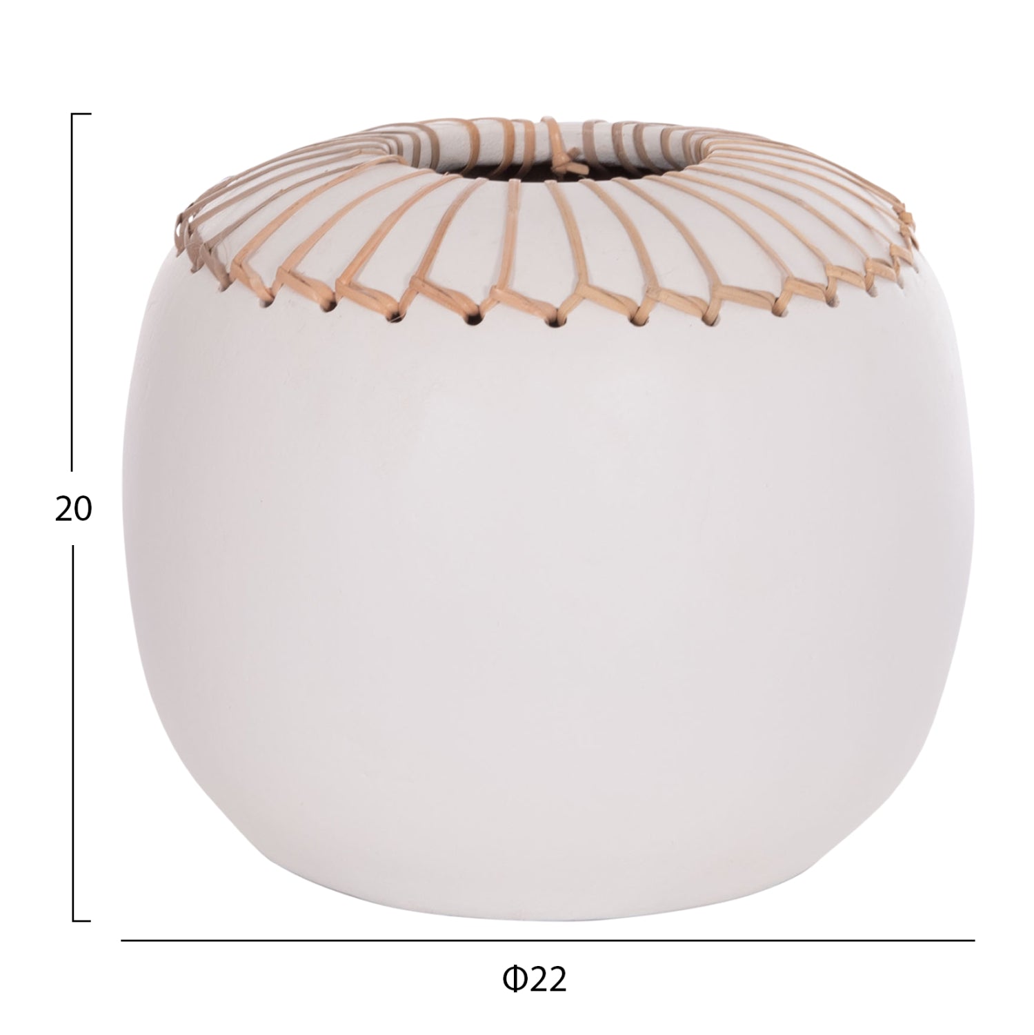DECORATIVE TABLE VASE LENNOX HM4675.02L TERRACOTA IN WHITE--Φ22x20Hcm.