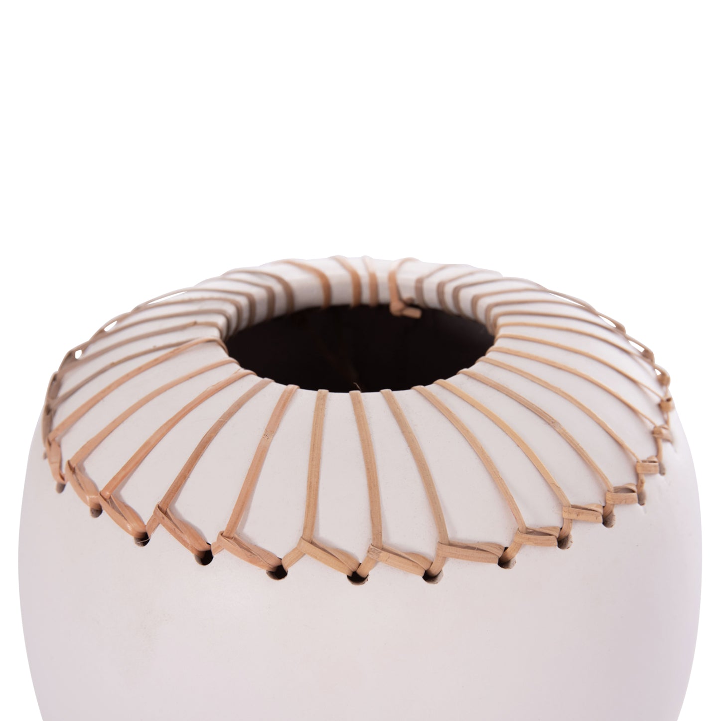 DECORATIVE TABLE VASE LENNOX HM4675.02L TERRACOTA IN WHITE--Φ22x20Hcm.