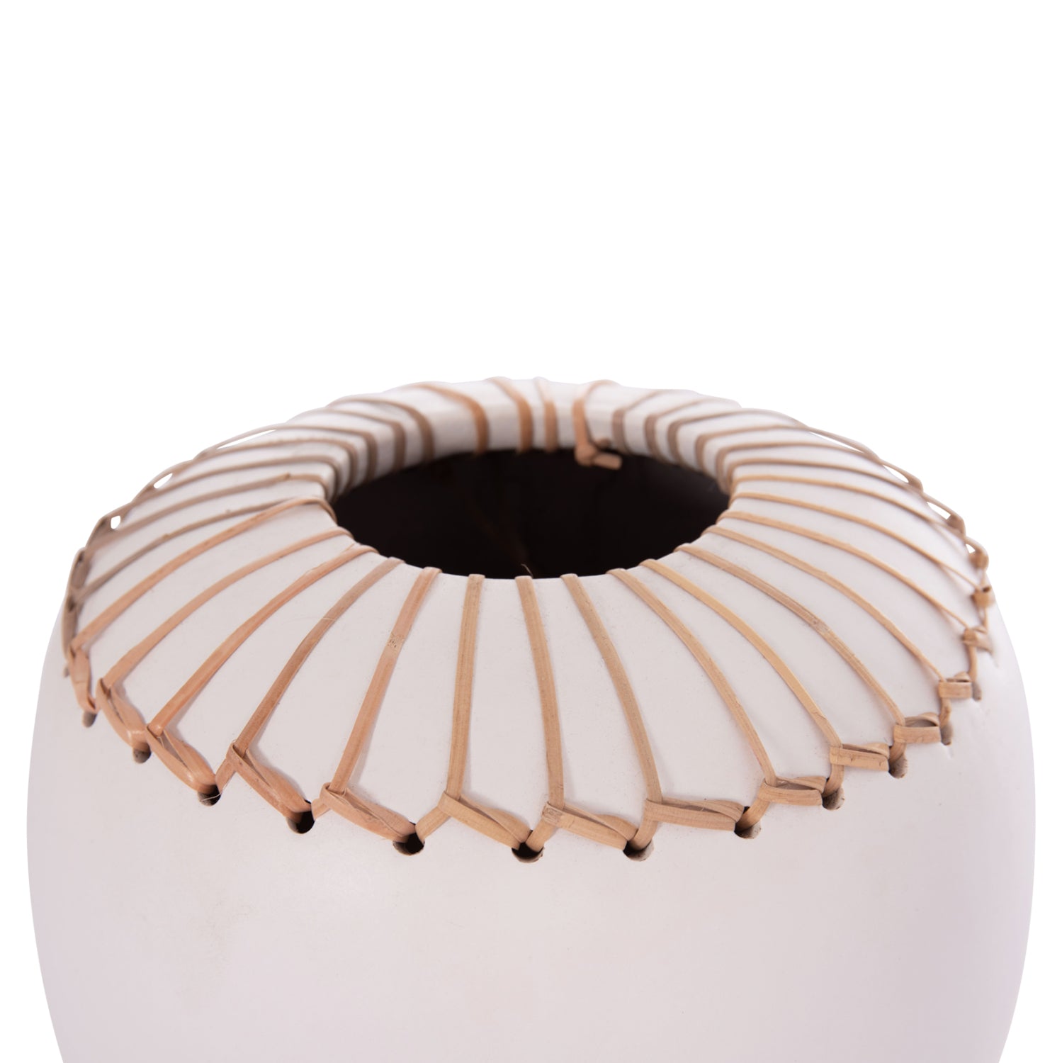DECORATIVE TABLE VASE LENNOX HM4675.02L TERRACOTA IN WHITE--Φ22x20Hcm.