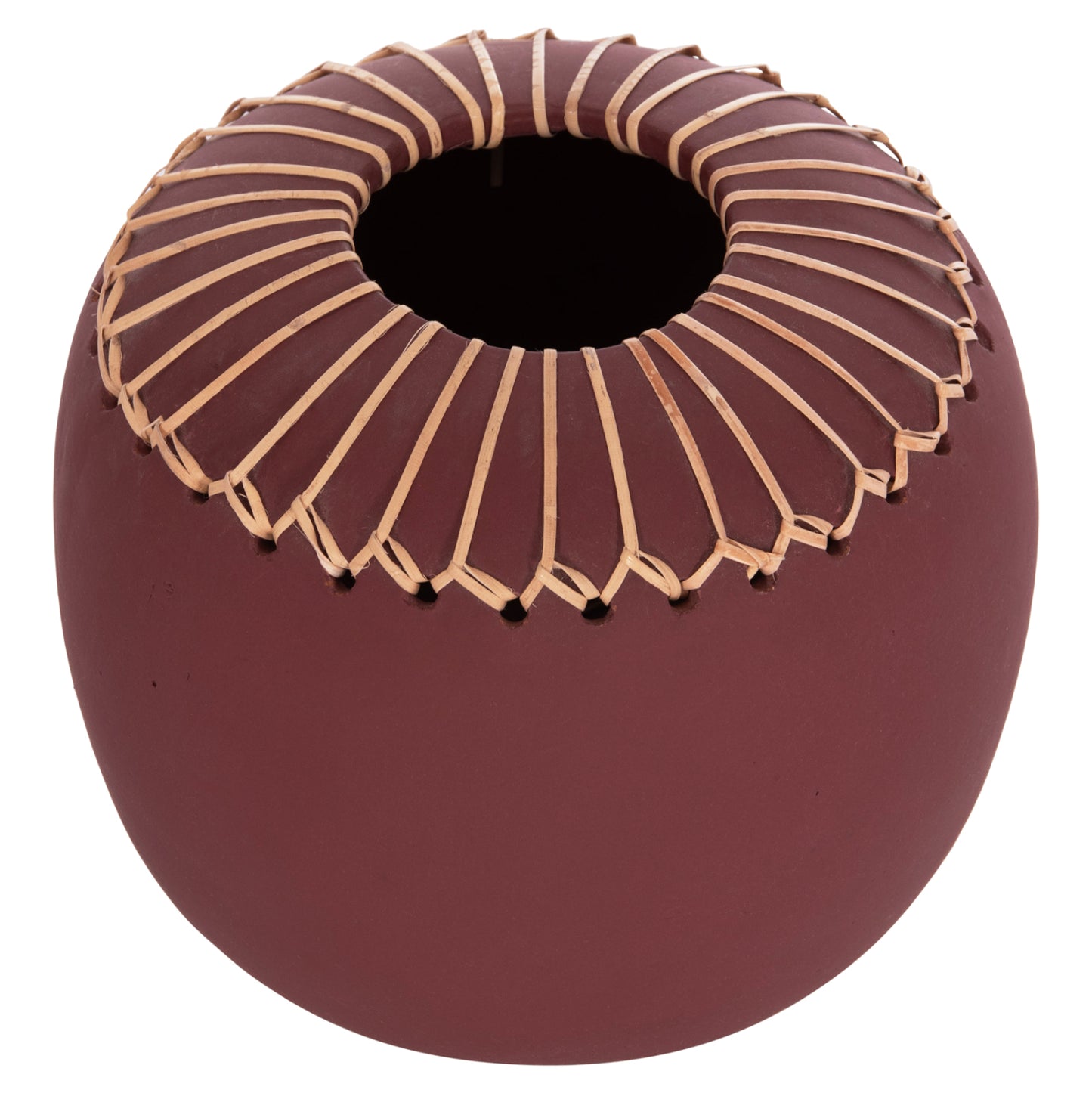 DECORATIVE TABLE VASE LENNOX HM4675.06L TERRACOTA IN MAROON RED--Φ22x20Hcm.