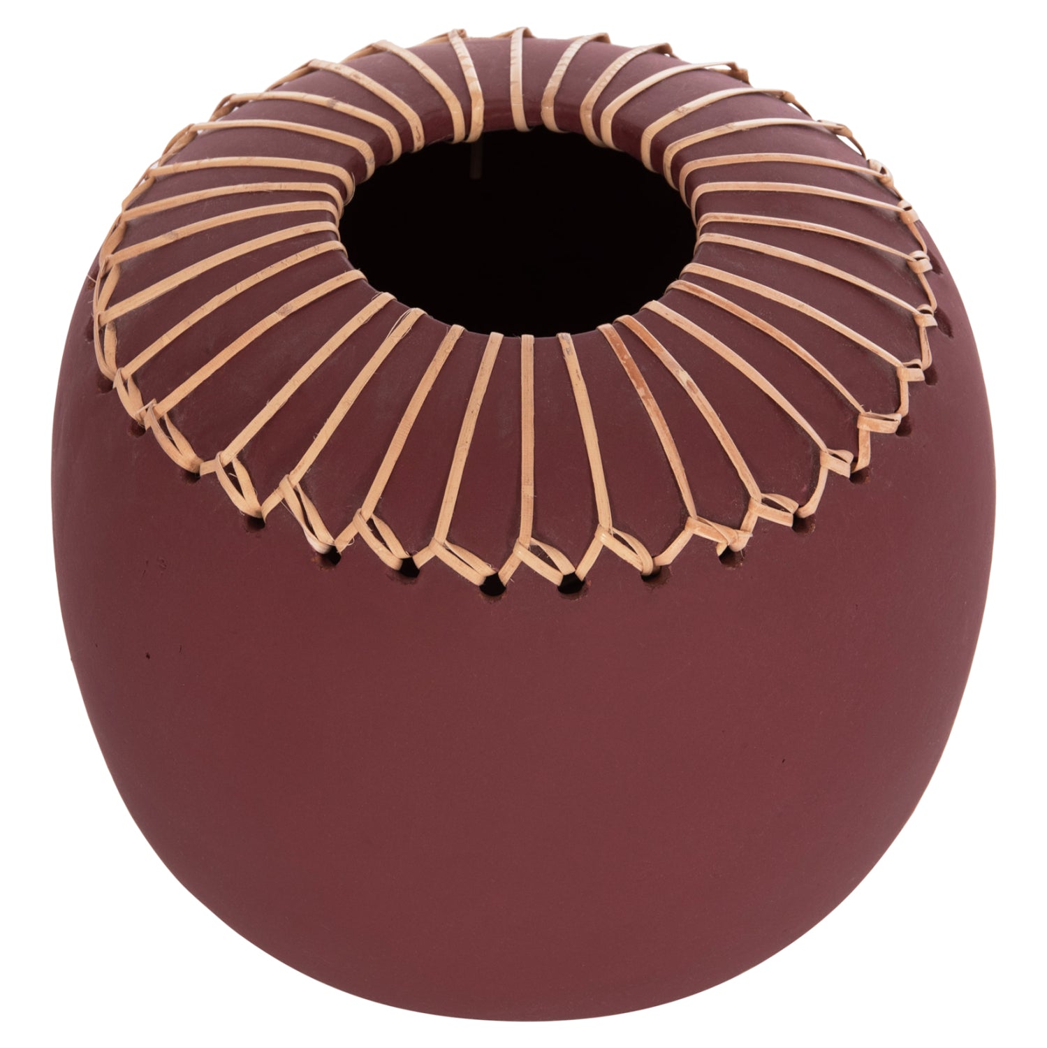 DECORATIVE TABLE VASE LENNOX HM4675.06L TERRACOTA IN MAROON RED--Φ22x20Hcm.