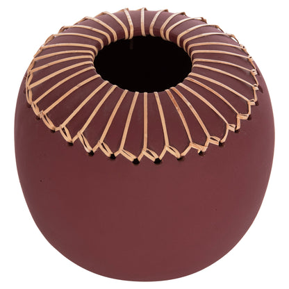 DECORATIVE TABLE VASE LENNOX HM4675.06L TERRACOTA IN MAROON RED--Φ22x20Hcm.
