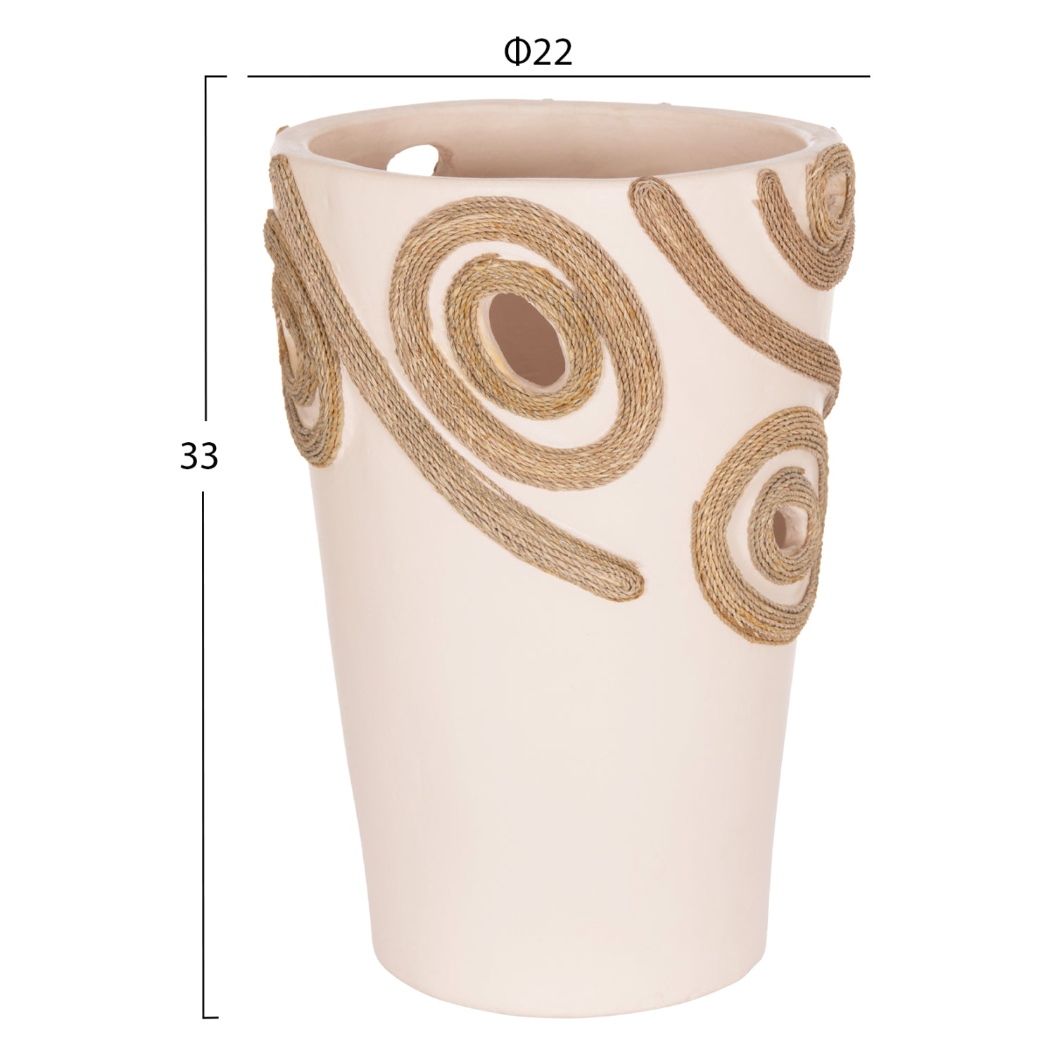 TABLE DECORATIVE VASE DEAN HM4677.02L TERRACOTA IN CREAM WHITE--Φ22x33Hcm.