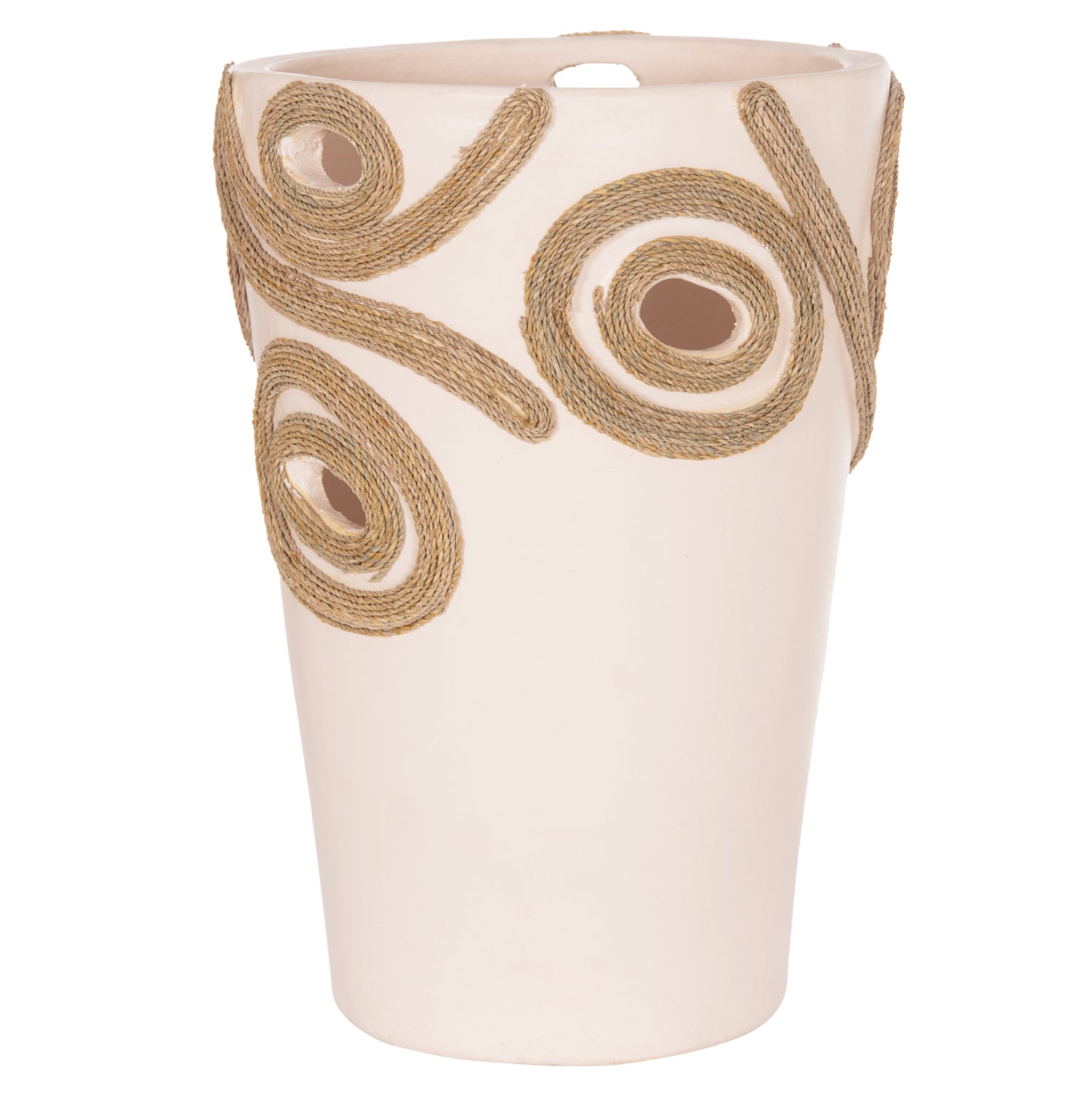 TABLE DECORATIVE VASE DEAN HM4677.02L TERRACOTA IN CREAM WHITE--Φ22x33Hcm.