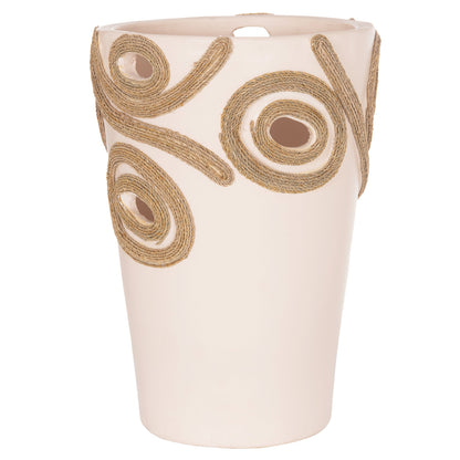TABLE DECORATIVE VASE DEAN HM4677.02L TERRACOTA IN CREAM WHITE--Φ22x33Hcm.