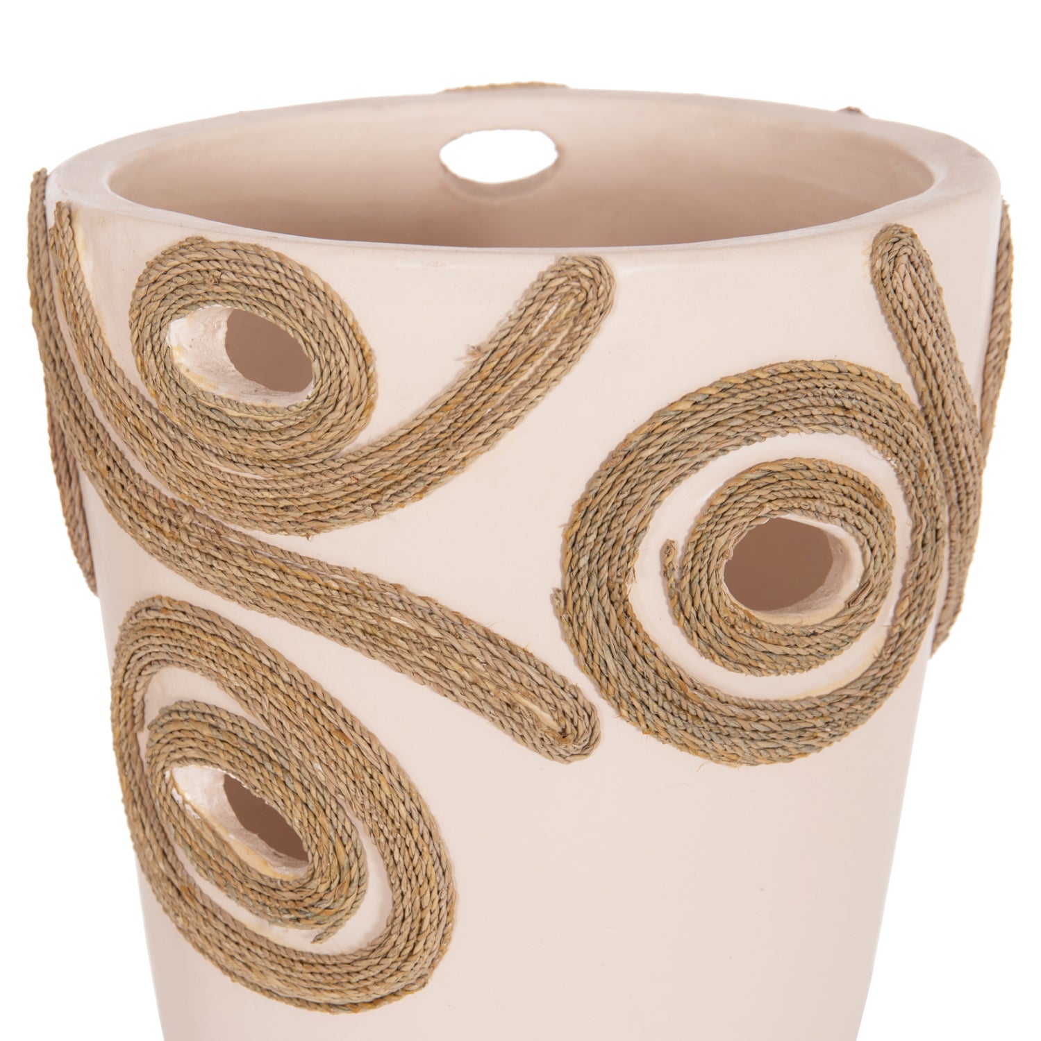 TABLE DECORATIVE VASE DEAN HM4677.02L TERRACOTA IN CREAM WHITE--Φ22x33Hcm.