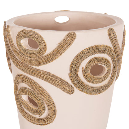 TABLE DECORATIVE VASE DEAN HM4677.02L TERRACOTA IN CREAM WHITE--Φ22x33Hcm.