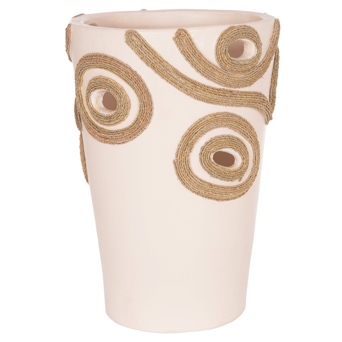 TABLE DECORATIVE VASE DEAN HM4677.02L TERRACOTA IN CREAM WHITE--Φ22x33Hcm.