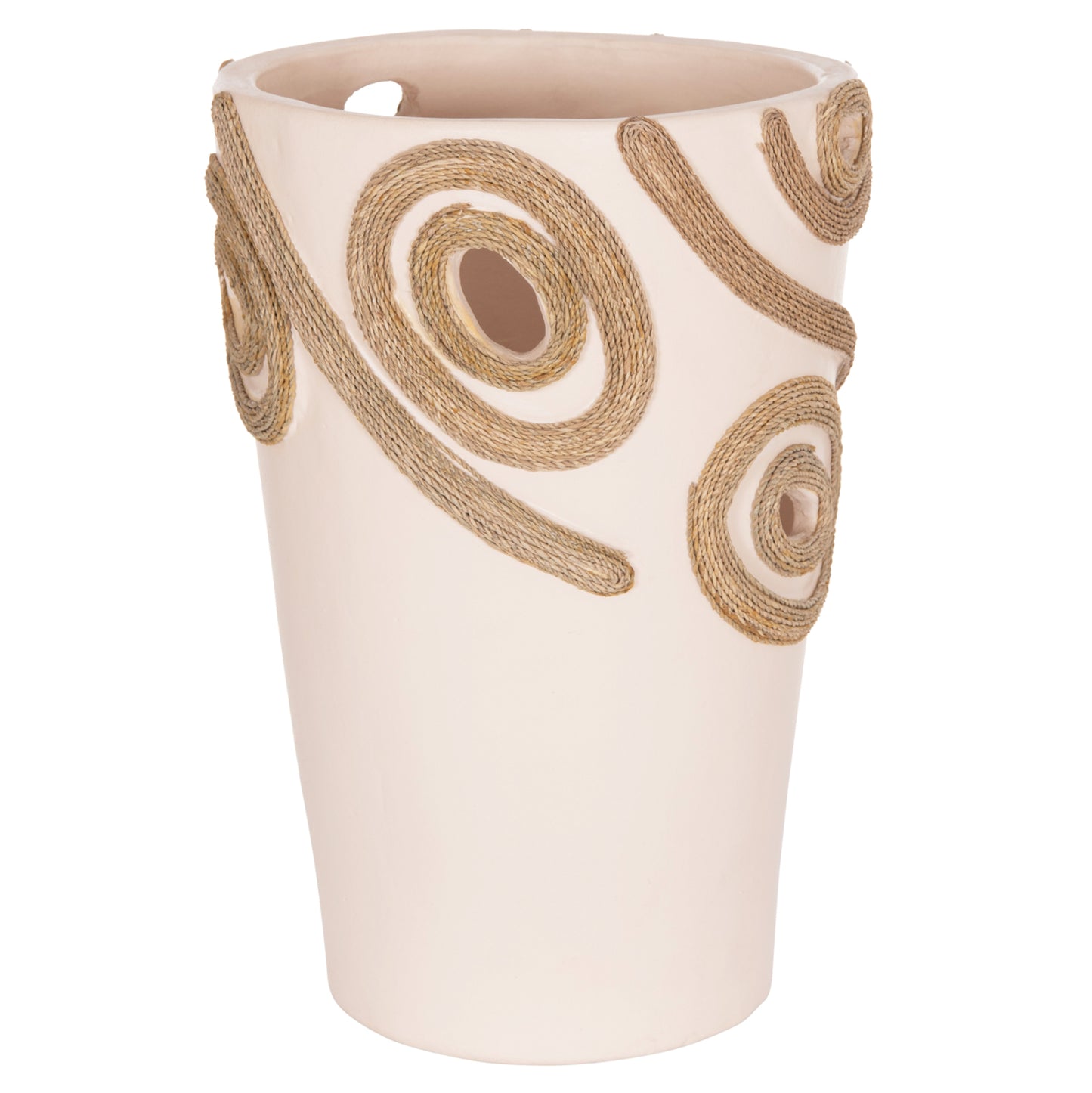 TABLE DECORATIVE VASE DEAN HM4677.02L TERRACOTA IN CREAM WHITE--Φ22x33Hcm.