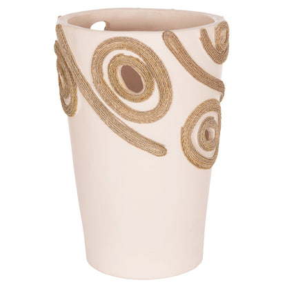 TABLE DECORATIVE VASE DEAN HM4677.02L TERRACOTA IN CREAM WHITE--Φ22x33Hcm.