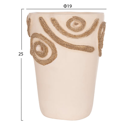 TABLE DECORATIVE VASE DEAN HM4677.02S TERRACOTA IN CREAM WHITE--Φ19x25Hcm.