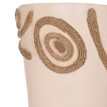 TABLE DECORATIVE VASE DEAN HM4677.02S TERRACOTA IN CREAM WHITE--Φ19x25Hcm.