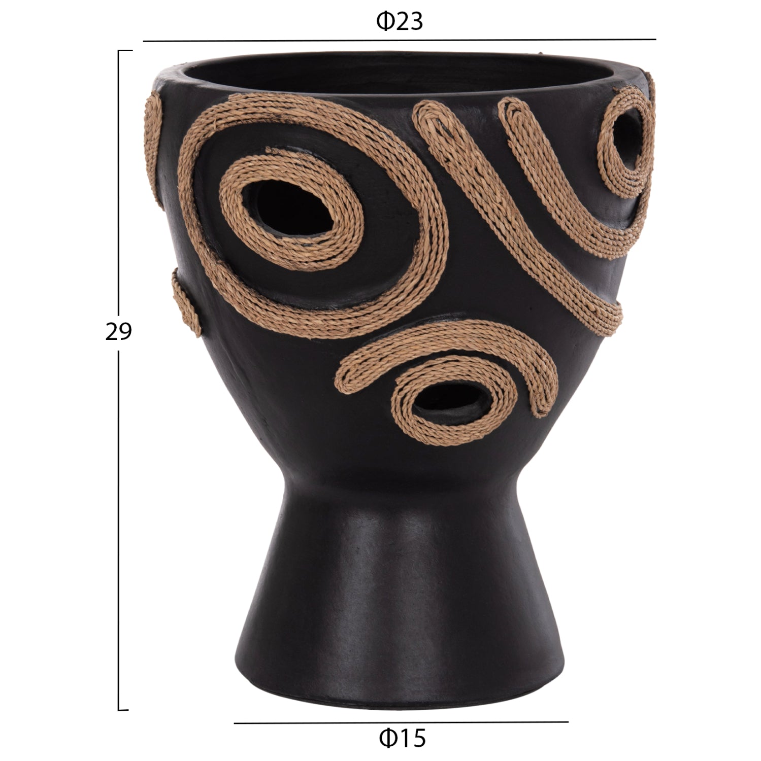 TABLE DECORATIVE VASE DEAN HM4678.01 TERRACOTA IN BLACK-Φ25x28Hcm.