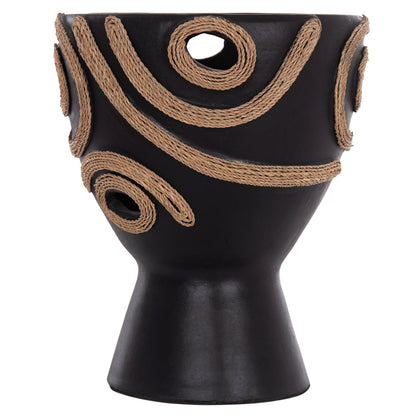 TABLE DECORATIVE VASE DEAN HM4678.01 TERRACOTA IN BLACK-Φ25x28Hcm.
