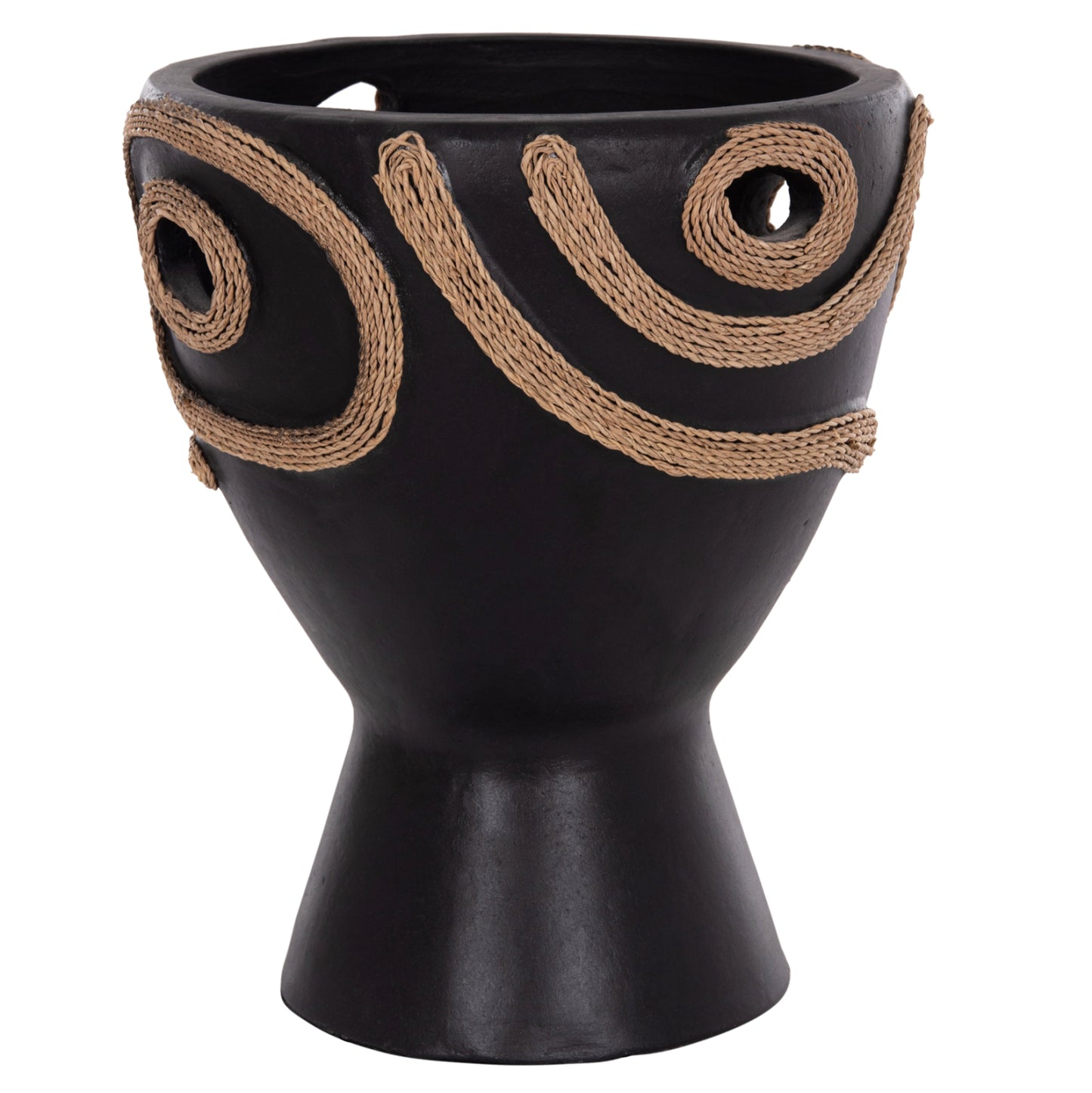 TABLE DECORATIVE VASE DEAN HM4678.01 TERRACOTA IN BLACK-Φ25x28Hcm.