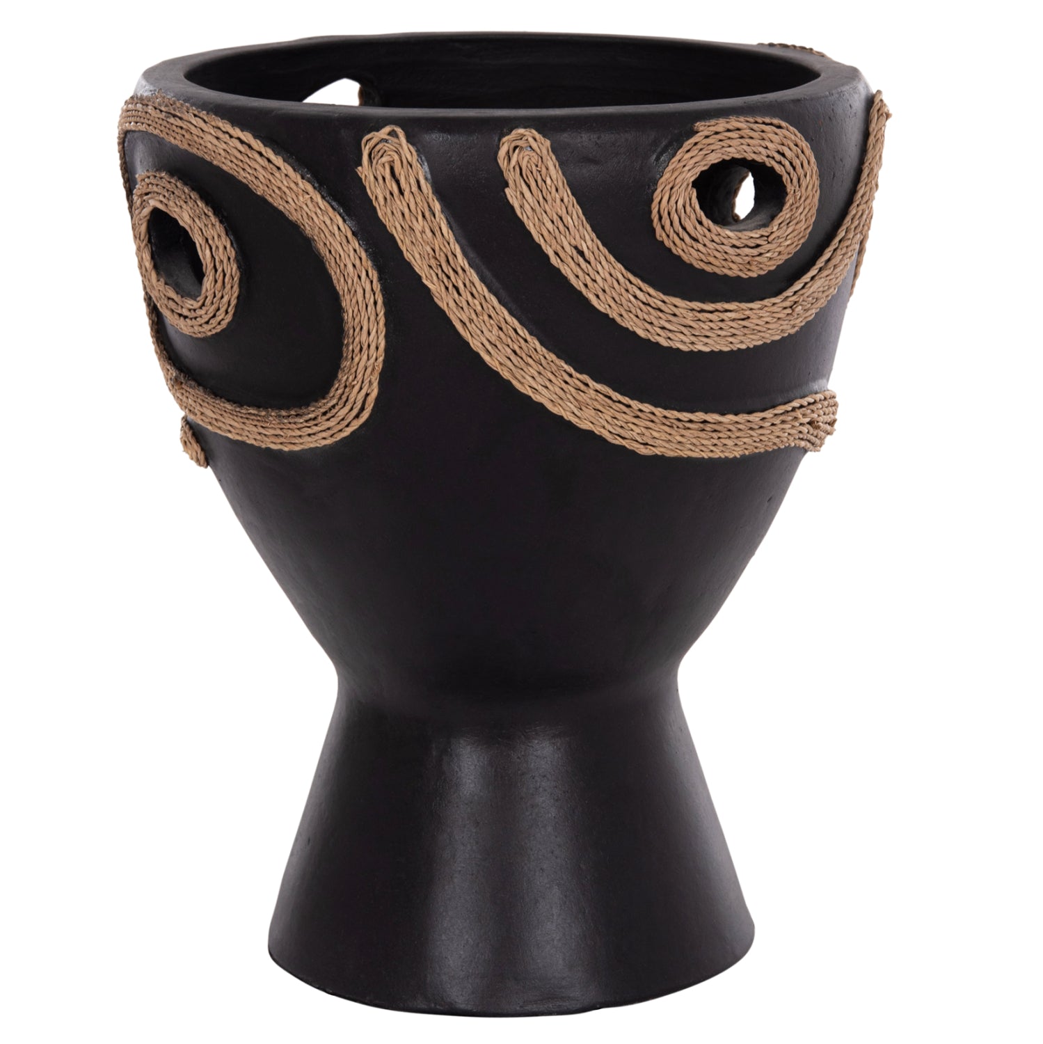 TABLE DECORATIVE VASE DEAN HM4678.01 TERRACOTA IN BLACK-Φ25x28Hcm.