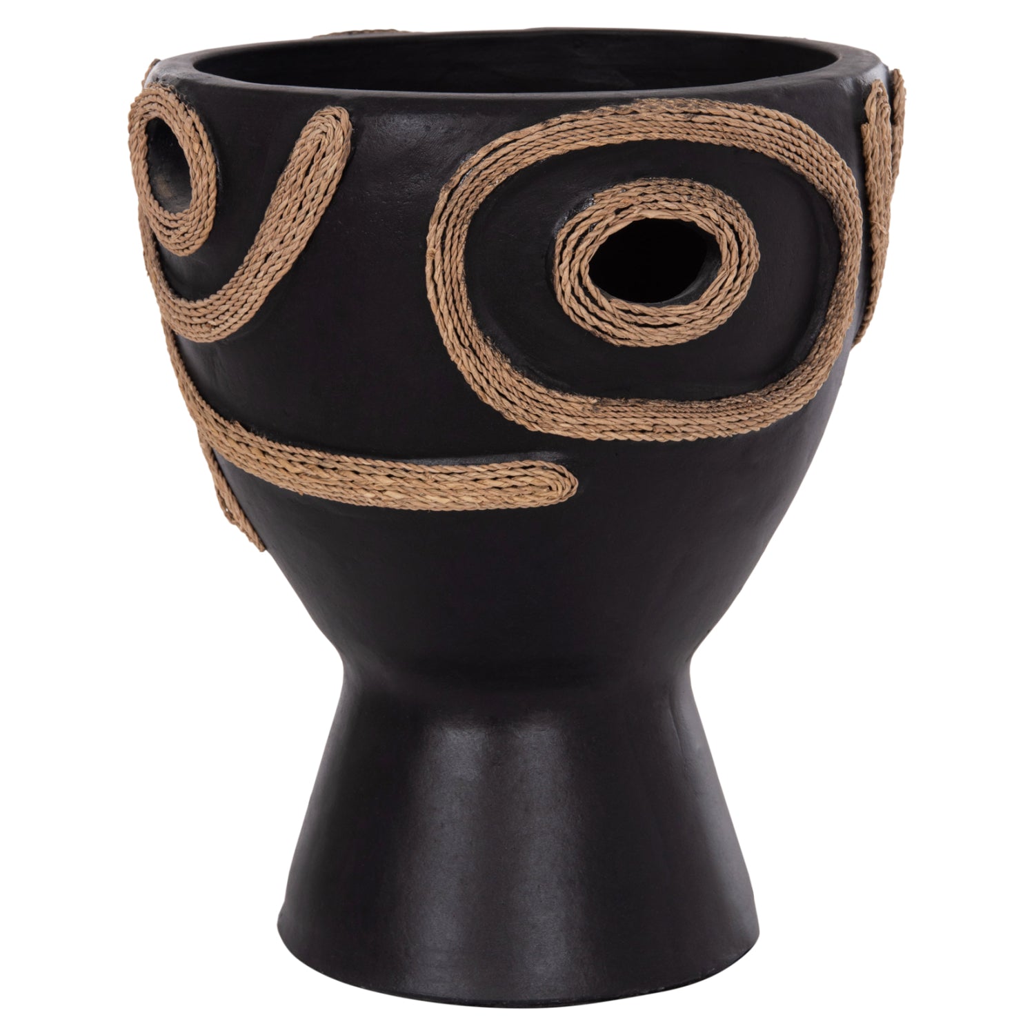 TABLE DECORATIVE VASE DEAN HM4678.01 TERRACOTA IN BLACK-Φ25x28Hcm.