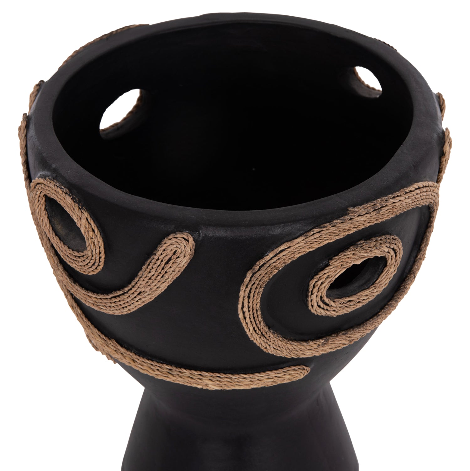 TABLE DECORATIVE VASE DEAN HM4678.01 TERRACOTA IN BLACK-Φ25x28Hcm.